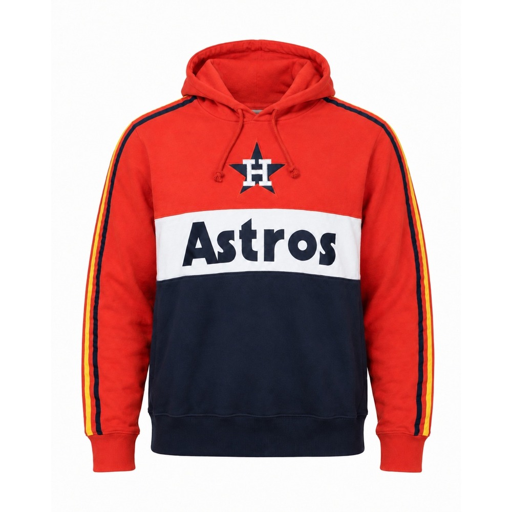 Mitchell & Ness Houston Astros Hoodie Mens Large Orange White Navy MLB Pullover